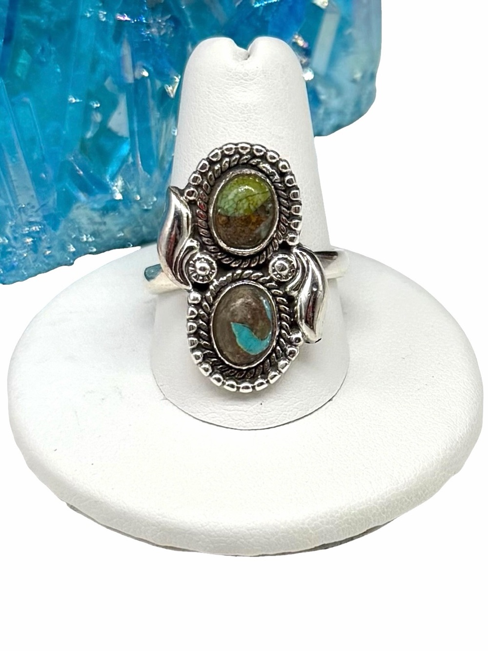 Royston Turquoise Ring Solid 925 Sterling Silver Adjustable 8.5 - 10.5